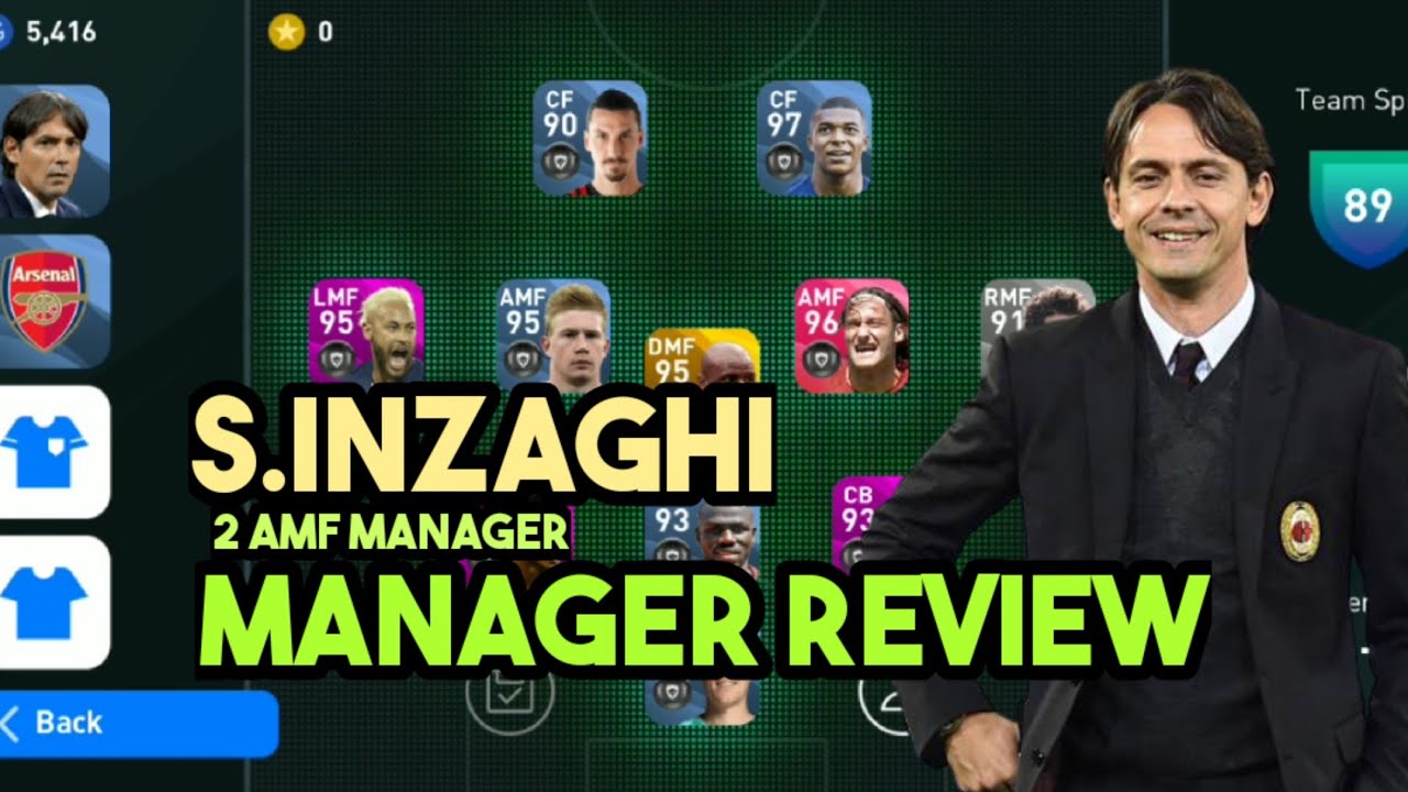 S.inzaghi|2 Amf manager in PES MOBILE|best counter attacking manager in PES MOBILE|