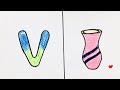 How to draw and color letter V || V for vase || Easy step by step