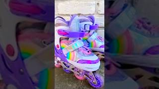 Purple-pink rainbow roller skates - cute &amp; comfy for beginners. ✨