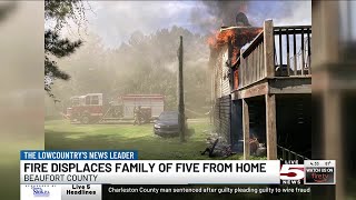 VIDEO: House fire displaces family of five in Beaufort Co.