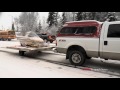 Truck spins tires on Huffman Road