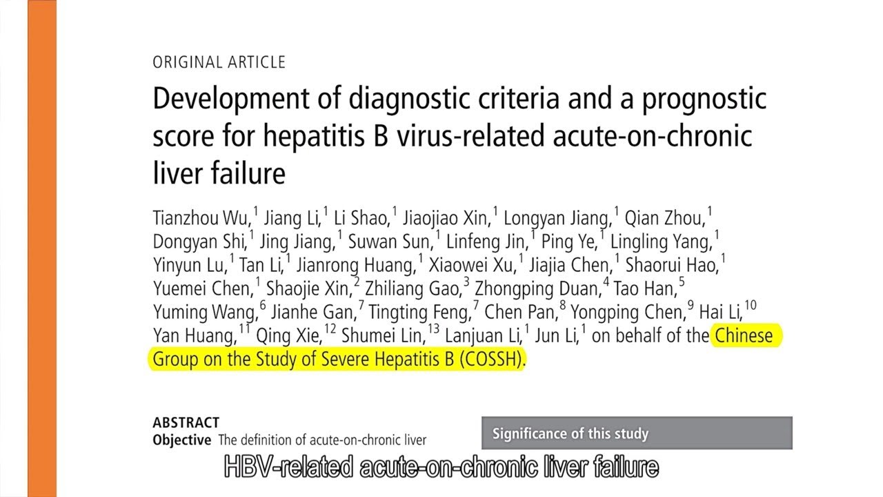 Diagnostic criteria and a prognostic score for Hep B-related acute-on-chronic liver failure