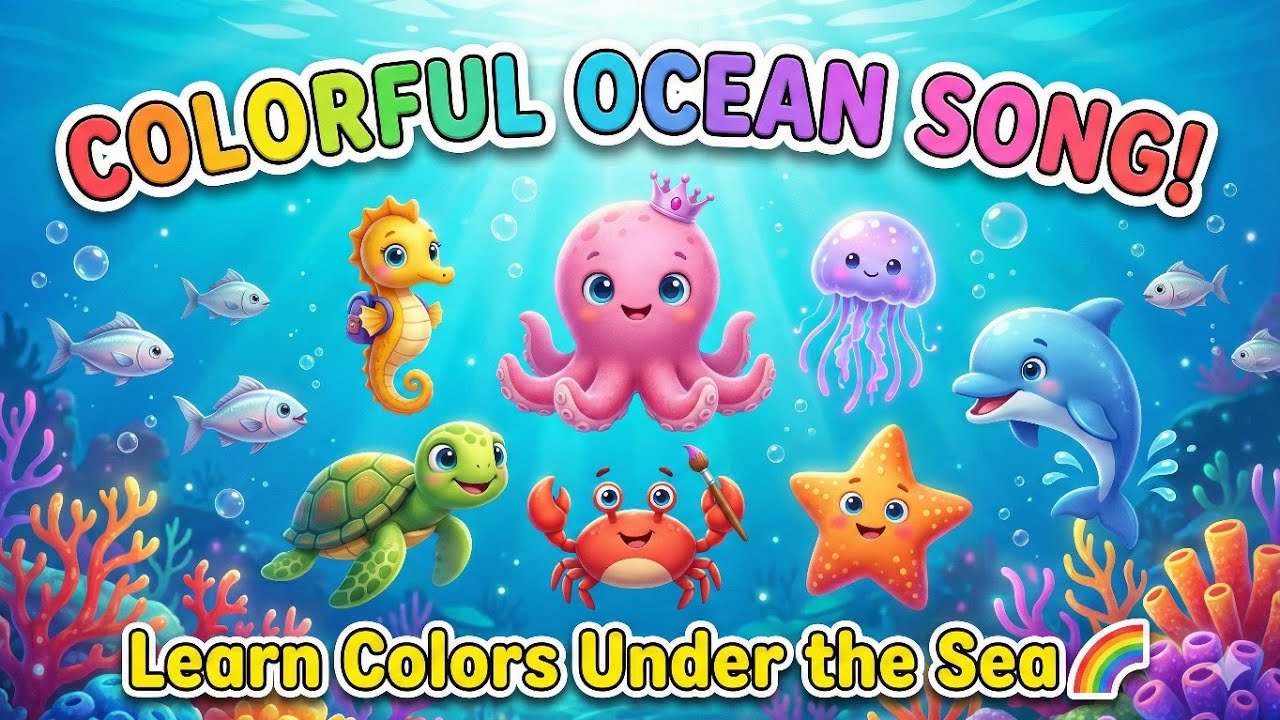 Under the Sea! 🌊 Colorful Ocean Animals Song for Kids 🐬🎶