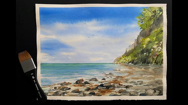 Lois' Loose Watercolor Landscape Painting Beginners Watercolour Seascape Tutorial, I Test 9Olb paper