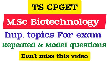 TSCPGET : M.Sc Biotechnology entrance material #tscpget #MscBiotechnology #TGCPGET #Mscbiotechnology