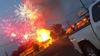 Fireworks explode to start the 4th of July