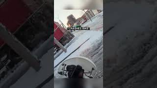 Biker Jinxes Himself on an Icy Road…