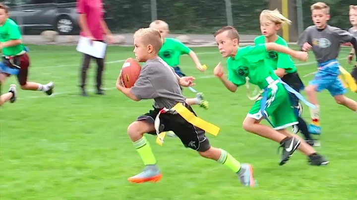 KID SCORES TOUCHDOWN AT FLAG FOOTBALL GAME!