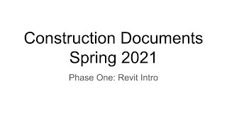 Section 01+05 CD Class BIM Tutorial for Jan 20th