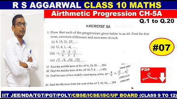 #07 R S Aggarwal class 10 maths exercise 5A solution | arithmetic progression cbse class 10 maths