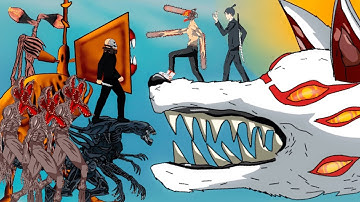Chainsaw Man vs Fox Devil-Aki Hayakawa, Stranger Things, Megahorn, Siren Head, Alien. Animation dc2