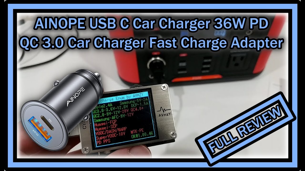 AINOPE USB C Car Charger 36W PD&QC 3.0 [Super Mini] AV843 / S1 FULL REVIEW  