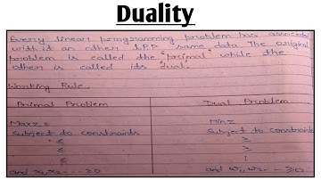 Duality In LPP| Conversation Primal Problem To Dual Problem|Duality Full Concept In Hindi|