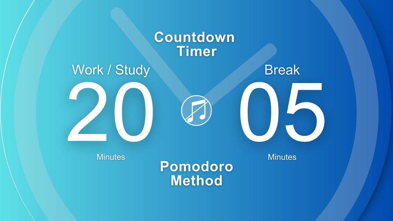 Pomodoro method | 10 x 20 / 05 min - 4 hours of study / work | No music ...
