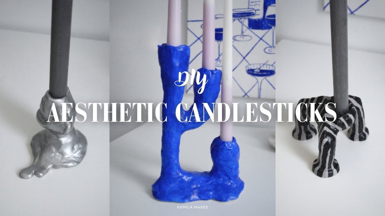 Aesthetic DIY candlesticks | air dry clay candle holders