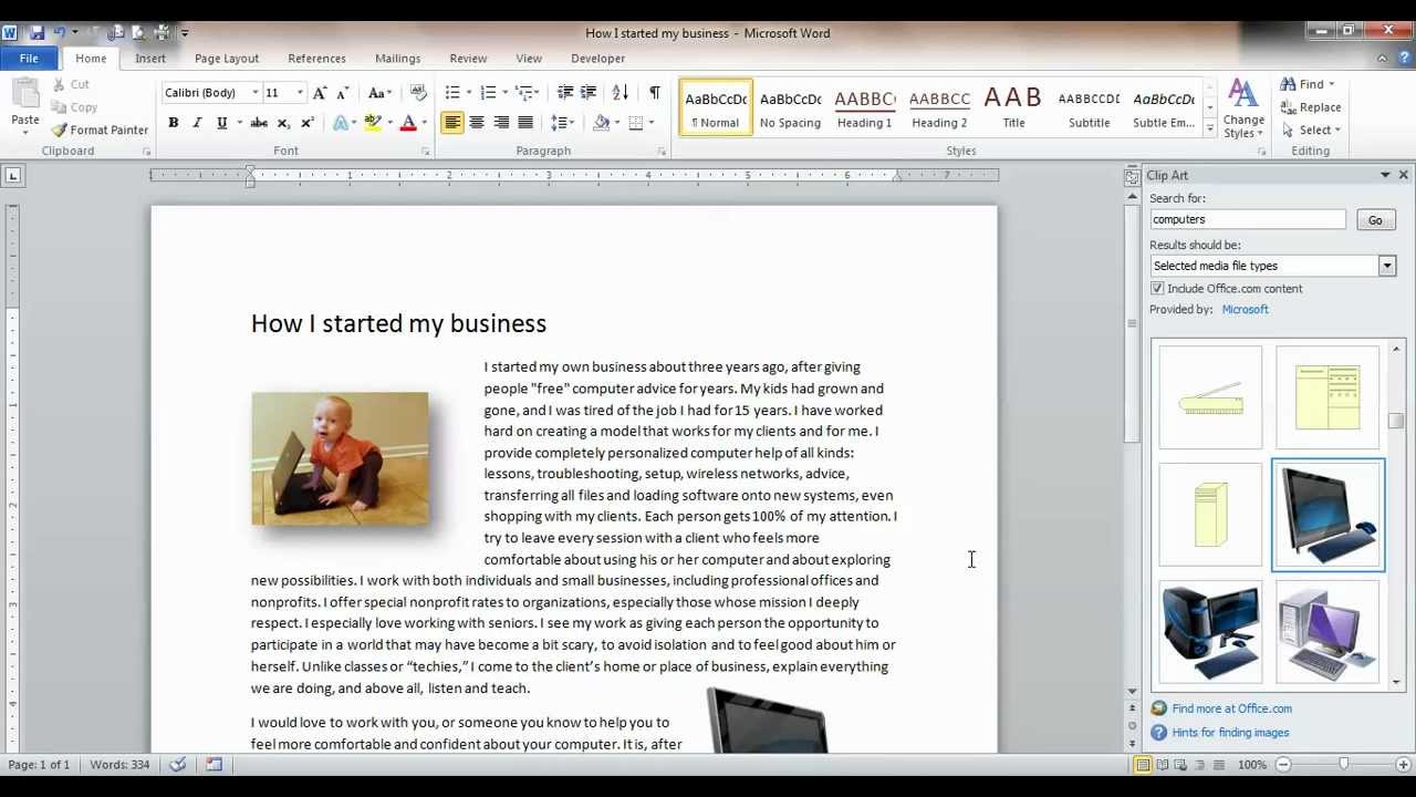 How to insert a picture or clipart into a Word document