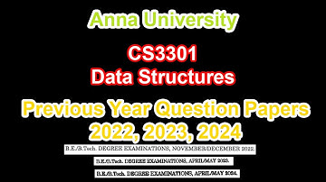 CS3301 | Data Structures | Old Question paper | Anna University |Regulation 21 | December 2024 Exam