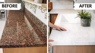 $100 UPDATE: UGLY GRANITE COUNTERTOP  W/ CONTACT PAPER | PAINT , OR EPOXY?You'll want to see this!