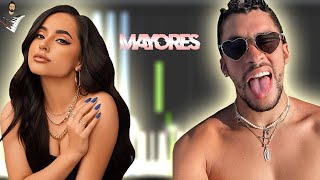 Becky G feat. Bad Bunny - Mayores | Instrumental Piano Tutorial / Partitura / Karaoke / MIDI screenshot 4