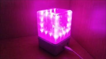 3D LED Cube 4x4x4 PINK with 3D print cover Demo