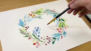 Floral Watercolor Painting using a Dish