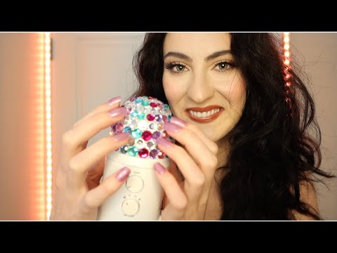 ASMR Intense Mic Scratching and Tapping using Rhinestones and My Nails (Tingly and Relaxing)