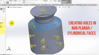 CREATING HOLES IN CYLINDRICAL FACE | SOLIDWORKS 2020