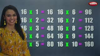 Table of 16 in Gujarati | 16 ગુજરાતી ઘડિયા | Multiplication Tables in Gujarati | Pebbles Gujarati