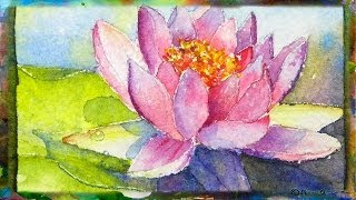 How to Paint the Waterlily with Lotus Flower, Miniature Watercolor Painting