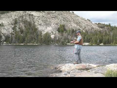 Mark fishing on Double Lake on the Glacier Trail