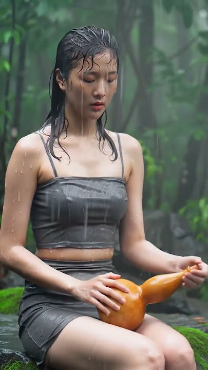 Young girl in settings in rany.#ytshort #shorts #trending
