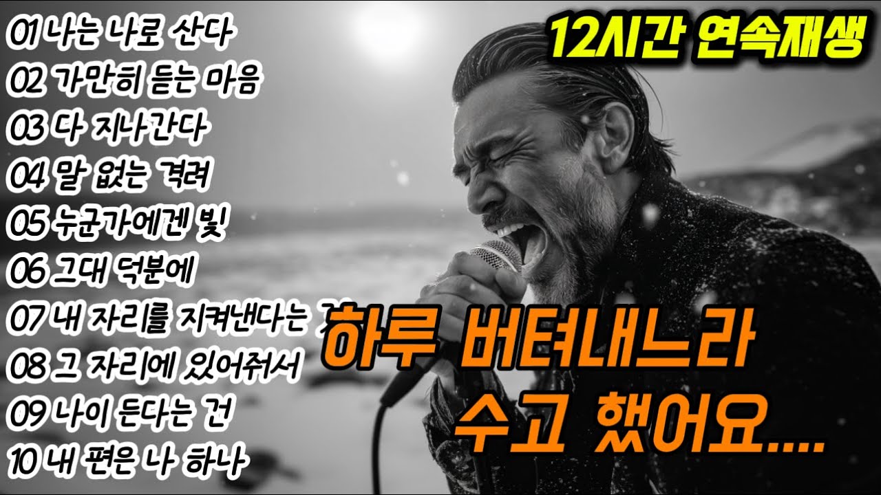 이 가수 대박이네? 도입부터 너무좋아! 틀어놓으면 눈물 흐르는 중년 감성 12시간 연속재생｜중년을 위로하는 트로트
