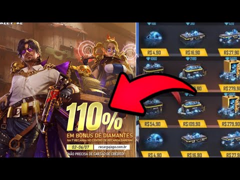 COMO RECARREGAR DIAMANTE NO FREE FIRE - GANHAR BÔNUS 110% NO RECARGA JOGO FREE  FIRE 