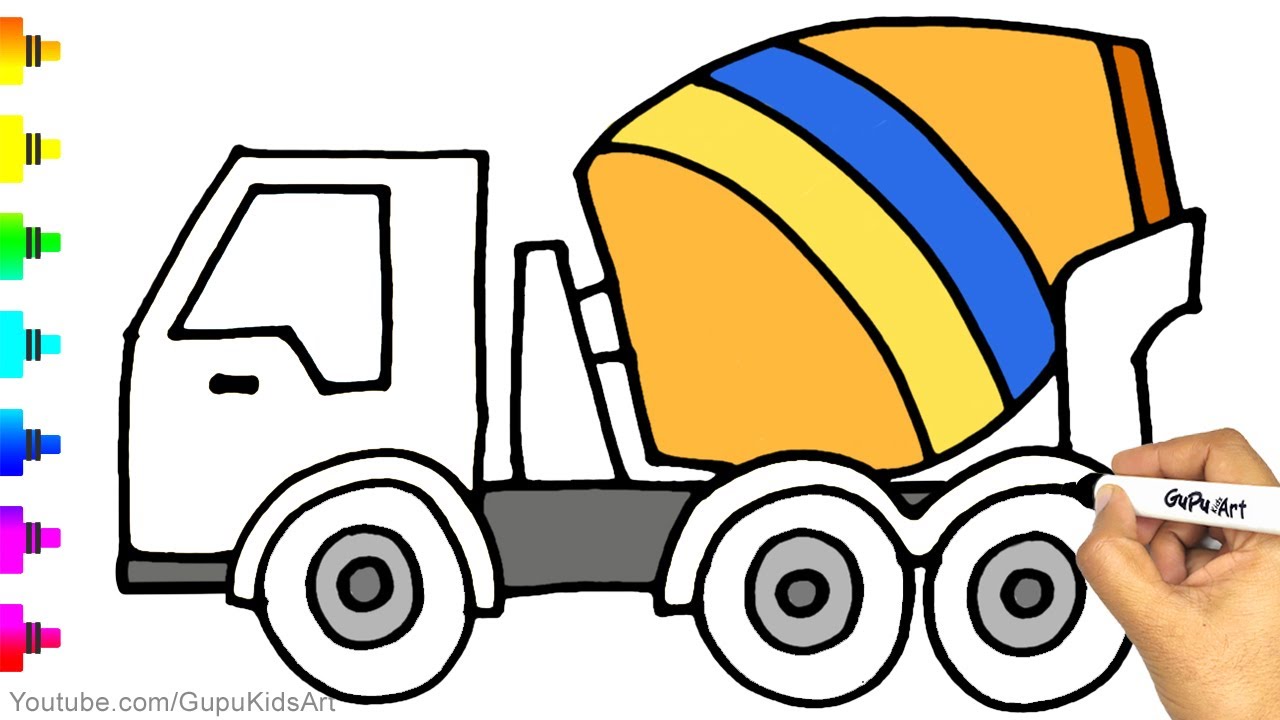 How to Draw a Cement Mixer Truck YouTube