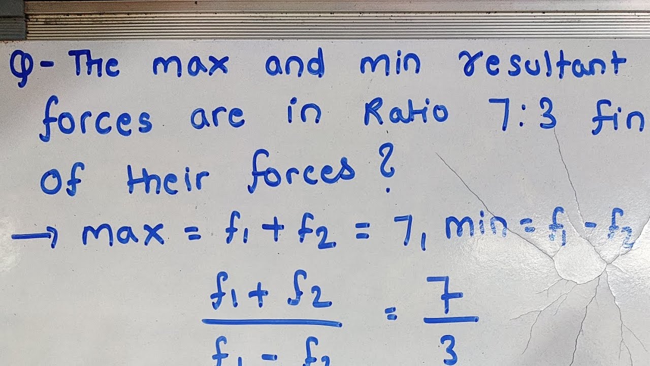 The maximum and minimum resultant of two fores are in the ratio 7:3 ...