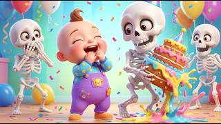 🎵 Skeleton Birthday Party Dance Song | kids nursery rhymes | Funny Halloween Cartoon for Kids 💀🎂🎶