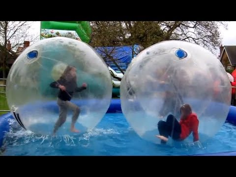 Children Having Fun In Plastic Bubble Balls Playing And Walking On Water Youtube