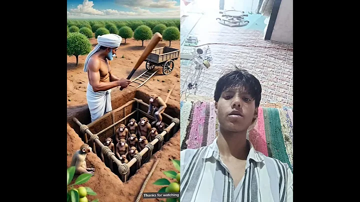 Farmer lays a trap to catch the monkeys but the monkeys eat the farmer's gooseberries#ai #farmer