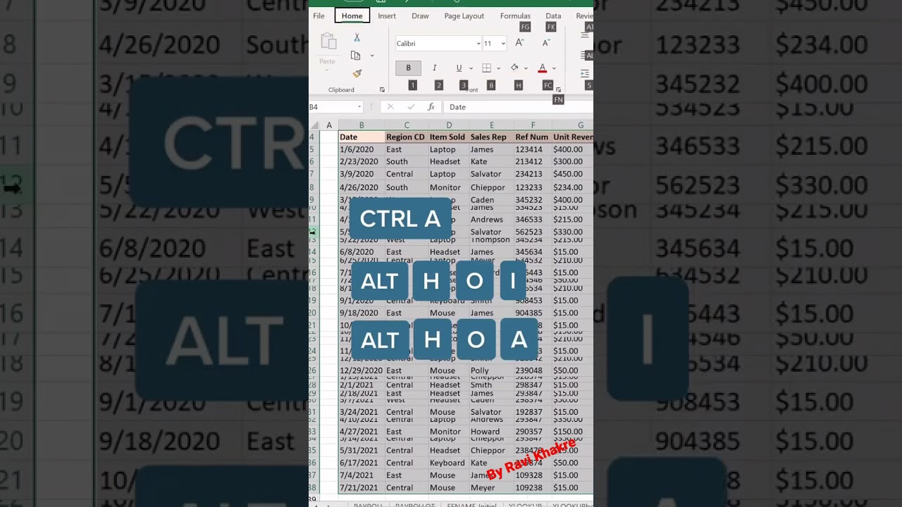 Excel Trick Auto Fit ROW & COLUMN by using shortcut key ALT H.O.I , ALT H.O.A