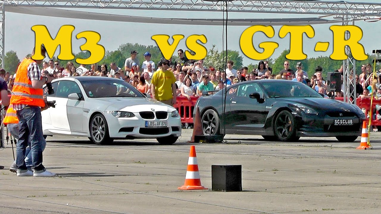 BMW M3 vs Nissan GT-R Drag Race - YouTube