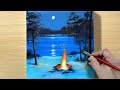 Winter Camping / Acrylic Painting for Beginners / STEP by STEP #204 / 겨울캠핑 아크릴화