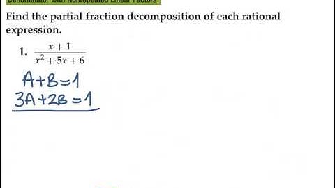 partial fractions   denominator with nonrepeated linear factors
