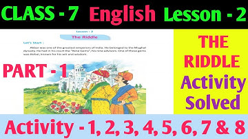 WB board class 7 english chapter 2 |  The Riddle activities | Class 7 English lesson 2