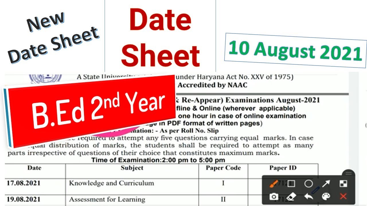 B.ed 2 year datesheet 2021 || date sheet bed 2nd year 2021 || mdu new date sheet 2021 b ed 2nd year