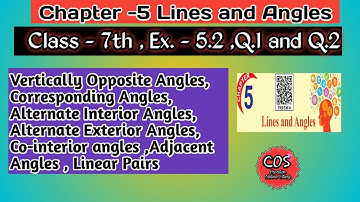 Introduction and Q.1to Q.2 | Class 7th | Exercise 5.2 | Math | Chapter 5 | Lines And Angles |  PSEB|