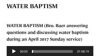Water Baptism by Reverend DANIEL Baer