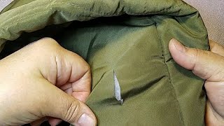 HOW TO REPAIR A JACKET (SEW, PLUG A HOLE).  LIFE HACK.  SEW THE HOLE WITHOUT THREAD