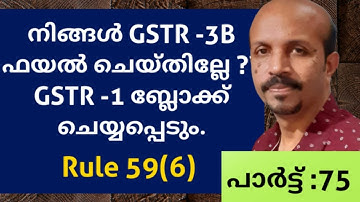 നിങ്ങൾ GSTR -3B  ഫയൽ  ചെയ്തില്ലേ  ? GSTR -1  ബ്ലോക്ക്  ചെയ്യപ്പെടും GST  MALAYALAM VIDEO RULE 59(6 )