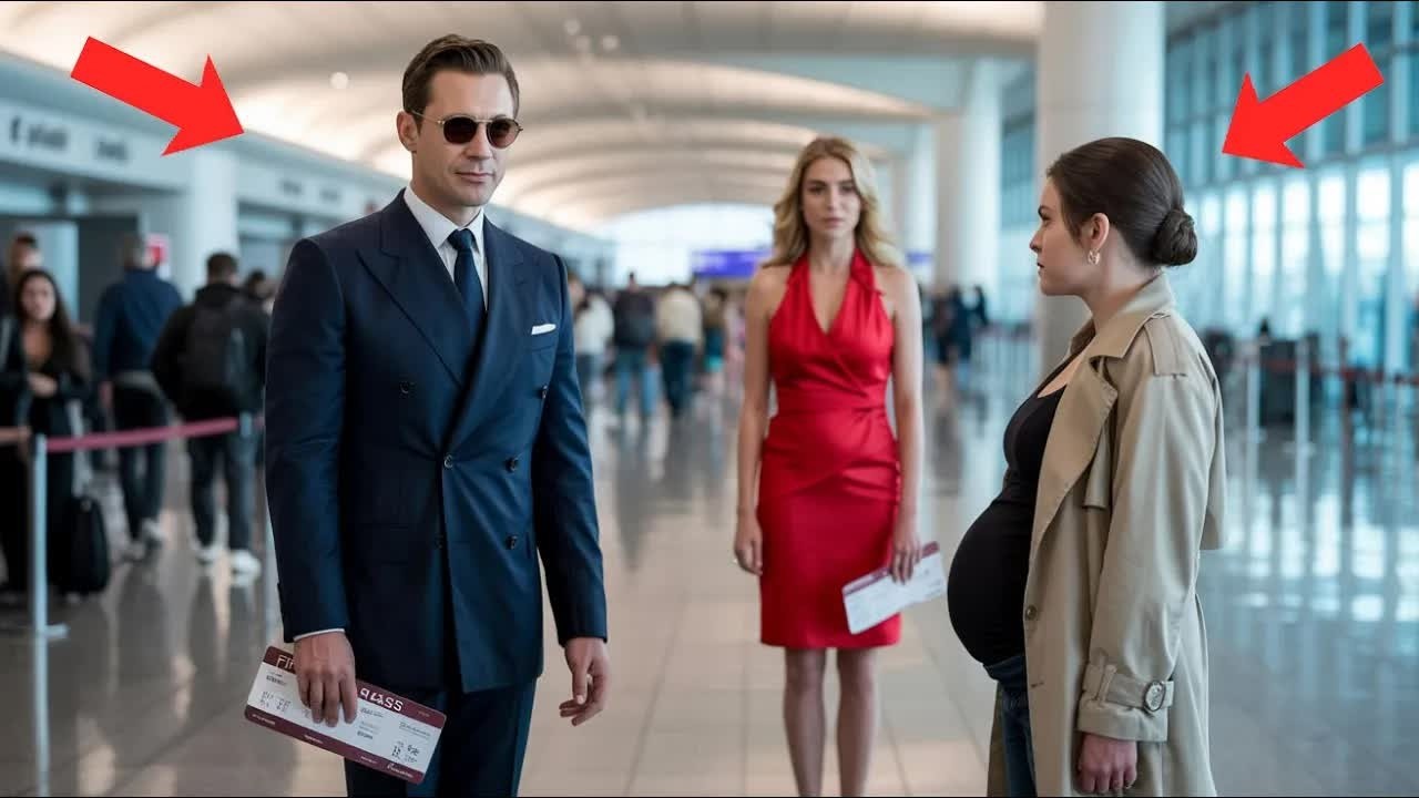 Am Flughafen grinste der Milliardär mit seiner Geliebten bis die Security seine schwangere Frau