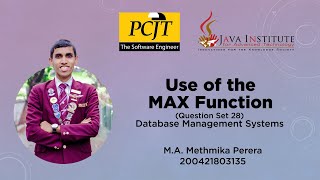 Use of MAX Function MySQL | Question Set 28 | DBMS | Java Institute